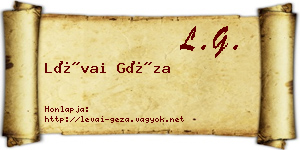 Lévai Géza névjegykártya