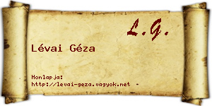 Lévai Géza névjegykártya